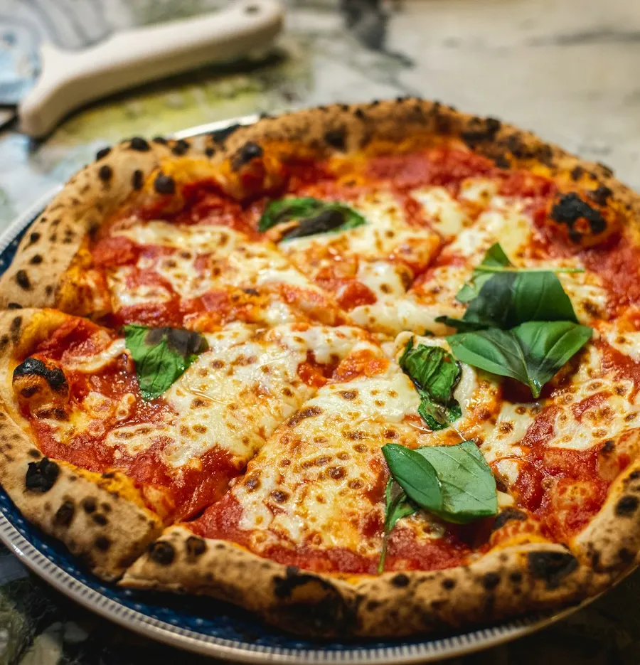 Margherita pizza fresh from the oven